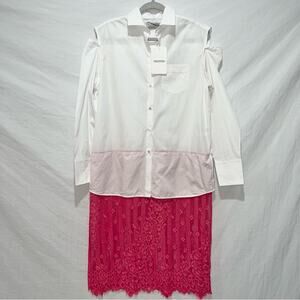 Valentino Lace Hem Shirt Dress